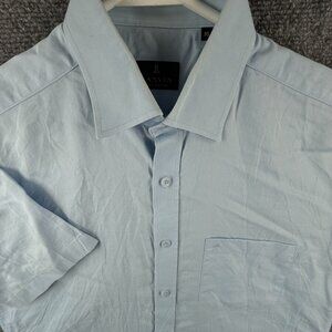 Lanvin Collection Button Up Shirt Short Sleeve Blue Size 95 Cotton Polyester